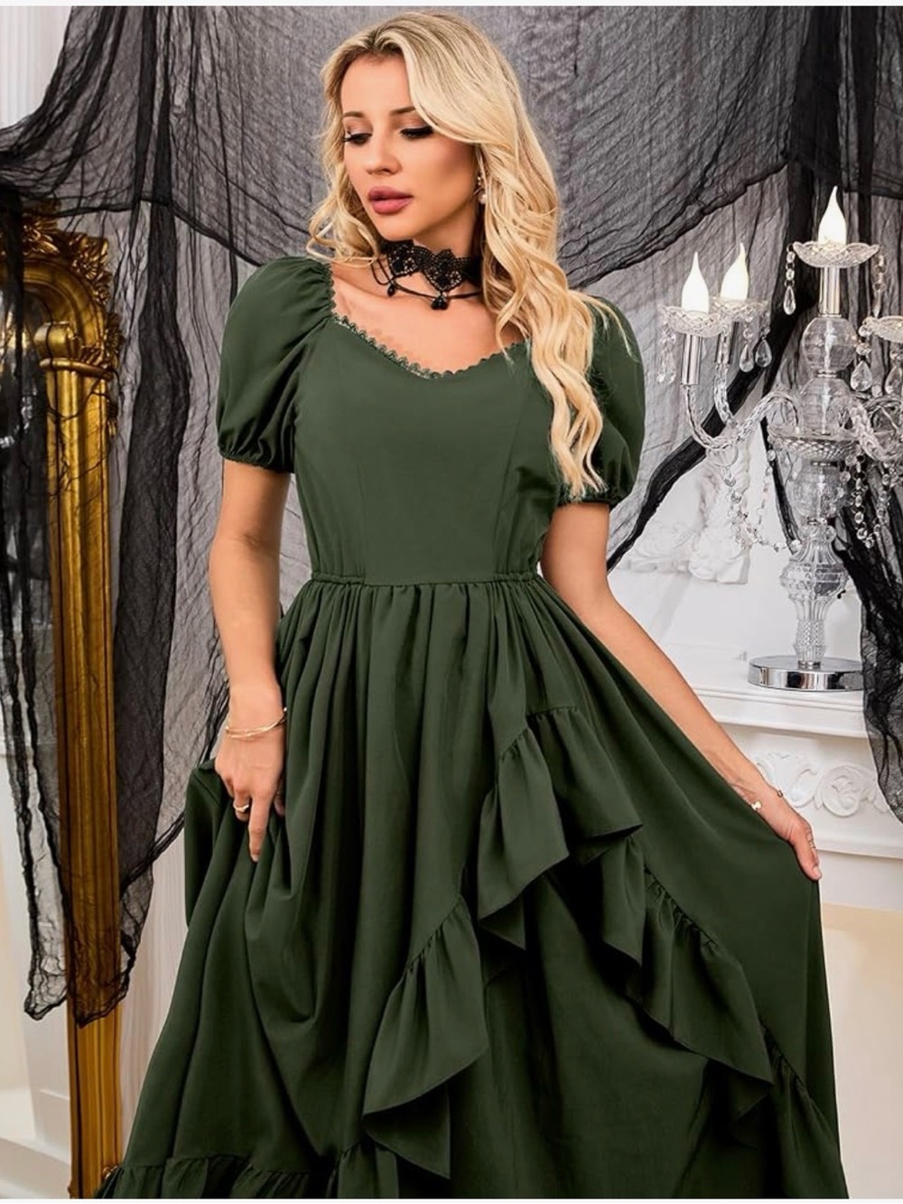 NEW ABaoWedding Women Renaissance Dress Cottagecore High Low Costume Dress Sz M - Picture 3 of 10